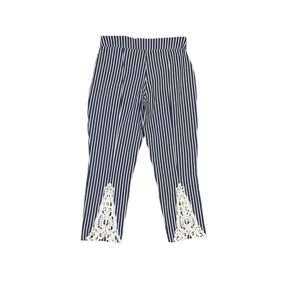 Verona Ladies Cropped Striped Blue Pants, 29 Waist, 23 Inseam, Pre-Owned - Picture 2 of 5